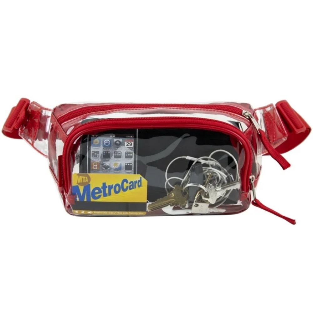 🌸 New Eastsport Transparent Durable Unisex Fanny Pack, Clear Red Belt Bag